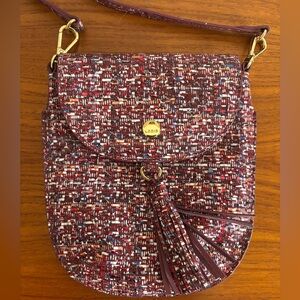 Lodis Burgundy Multi-Color Leather Crossbody Phone Mini Bag